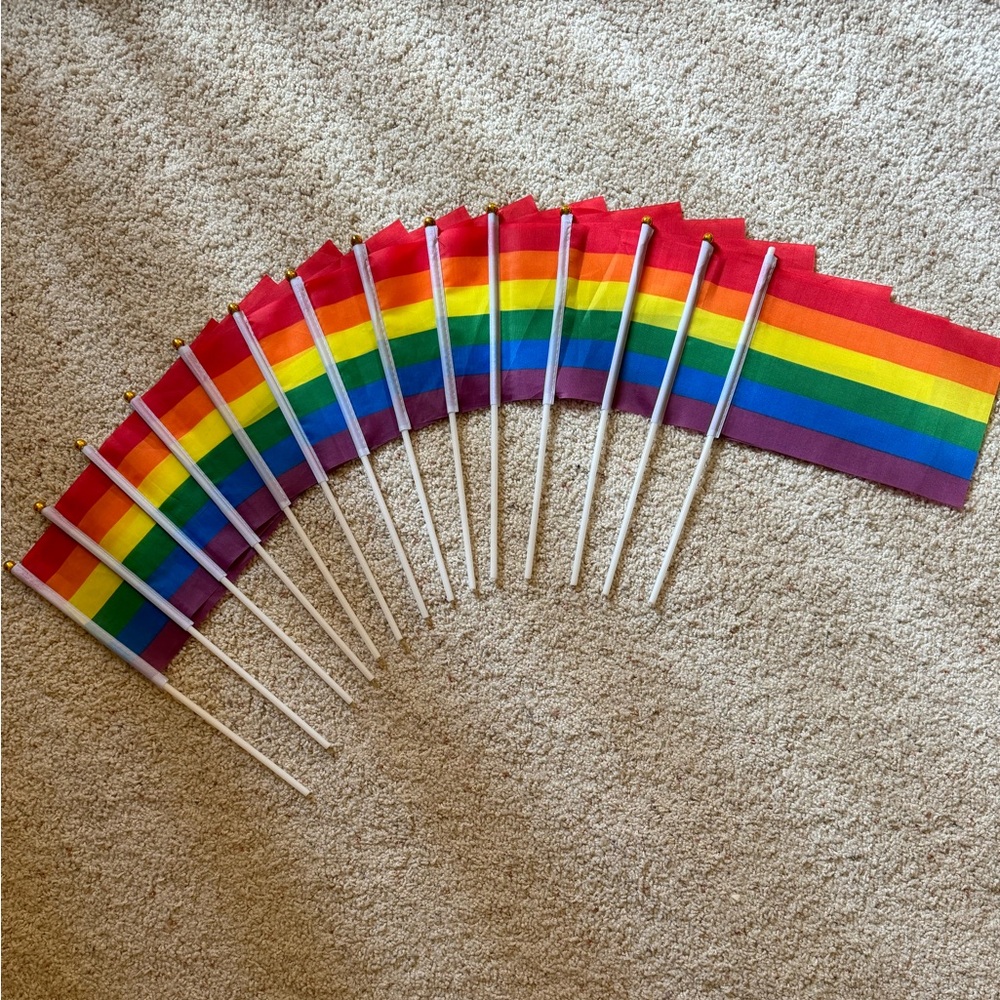 14 Rainbow Hand Flags - Perfect for Party or LGBTQ Wedding